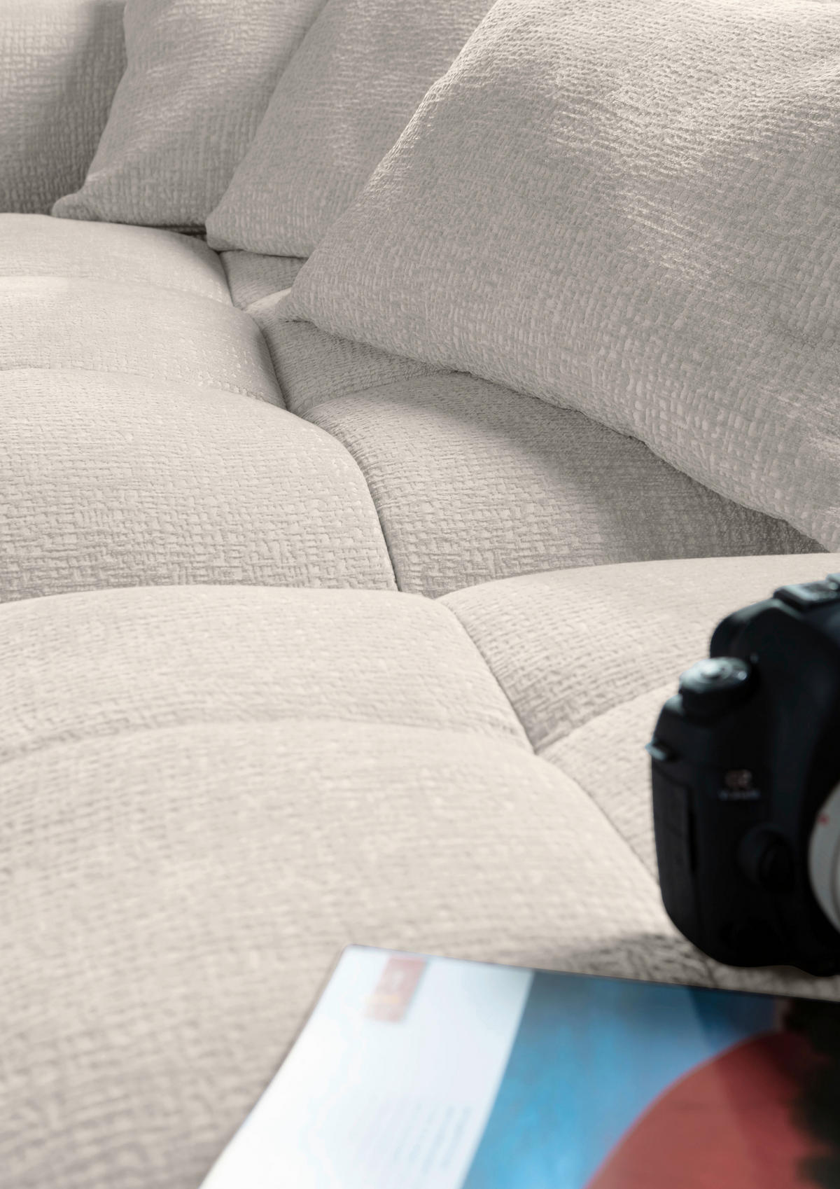 ECKSOFA in Flachgewebe Hellbraun  - Hellbraun/Schwarz, Konventionell, Kunststoff/Textil (170/280cm) - Carryhome