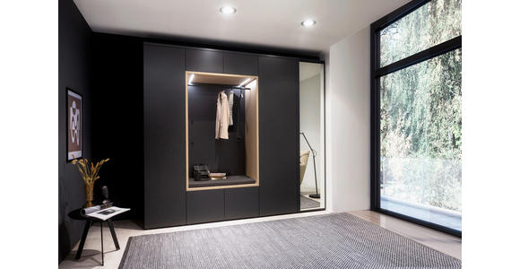 GARDEROBE 7-teilig in 260/233/59 cm - Eichefarben/Anthrazit, Design, Holzwerkstoff/Textil (260/233/59cm) - Moderano