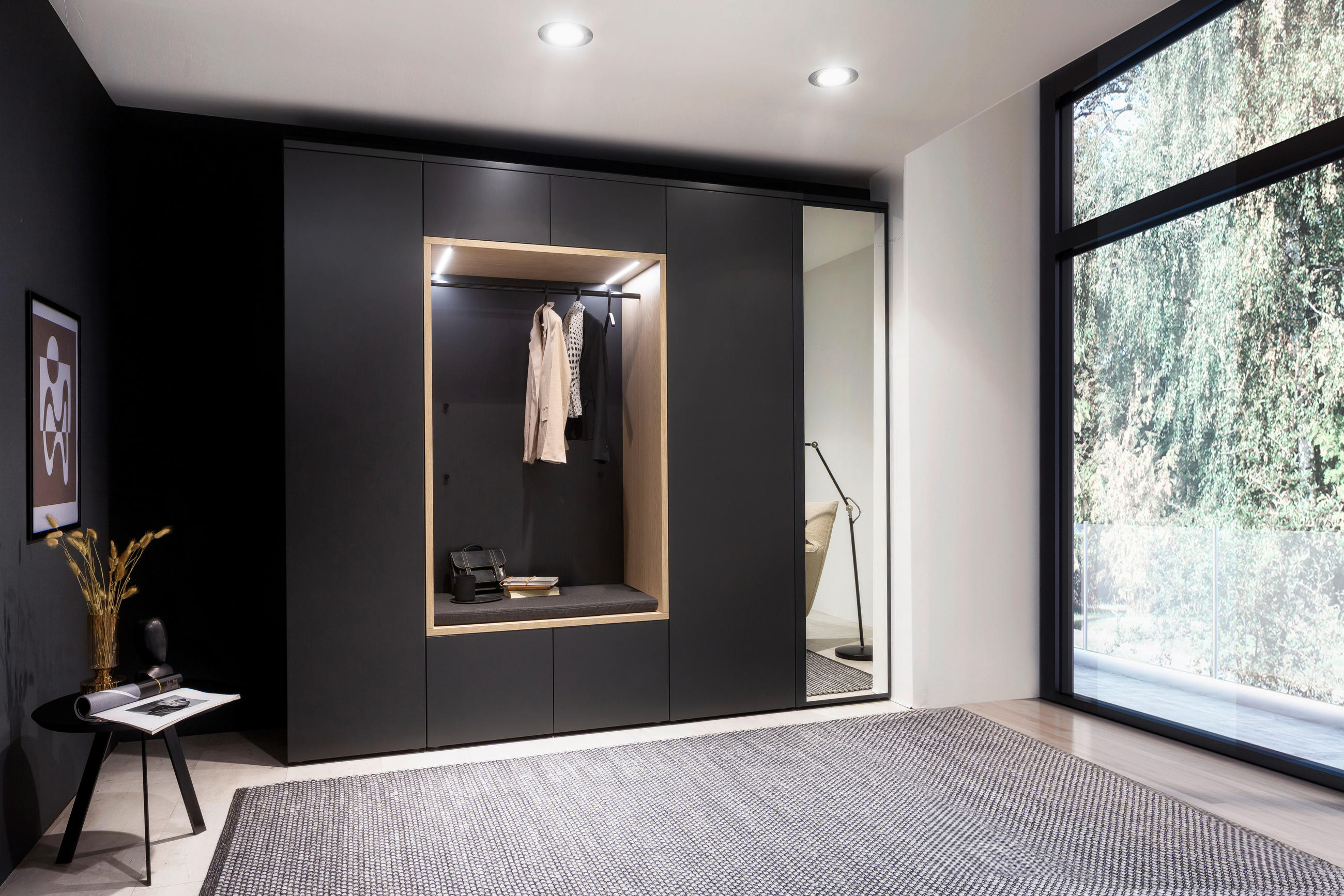 GARDEROBE 7-teilig  in 260/233/59 cm  - Eichefarben/Anthrazit, Design, Holzwerkstoff/Textil (260/233/59cm) - Moderano