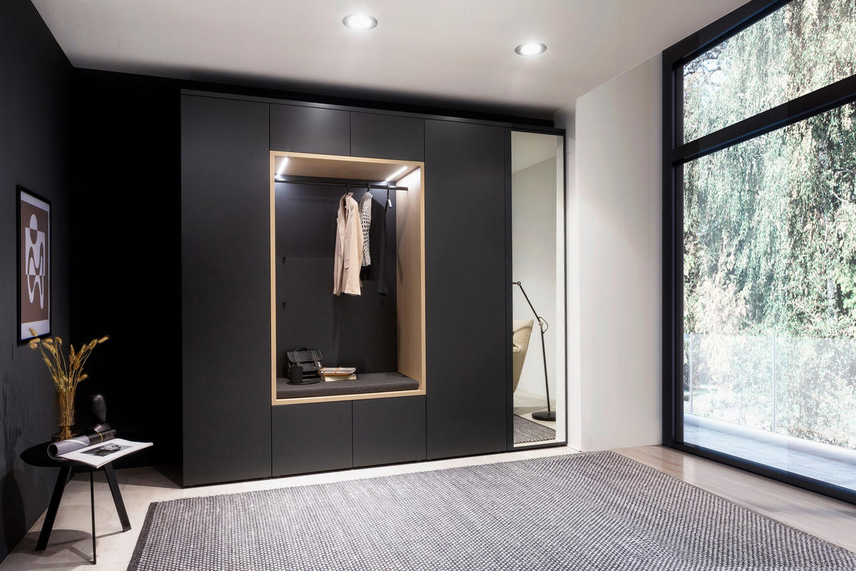 GARDEROBE 7-teilig  in 260/233/59 cm  - Eichefarben/Anthrazit, Design, Holzwerkstoff/Textil (260/233/59cm) - Moderano