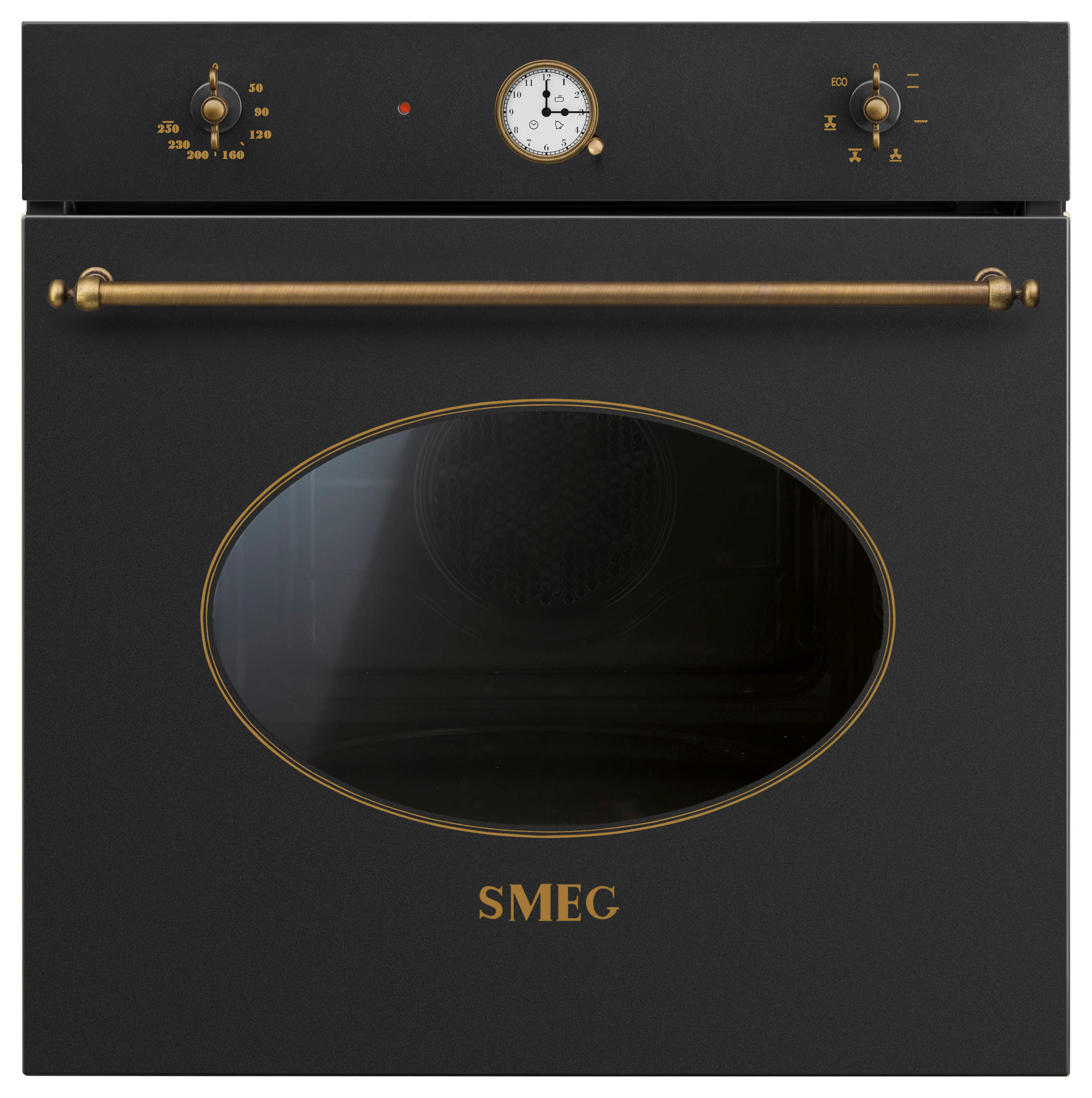 Smeg Einbaubackofen Nostalgie Anthrazit, Messing 59.7x57.5x57.1 cm
