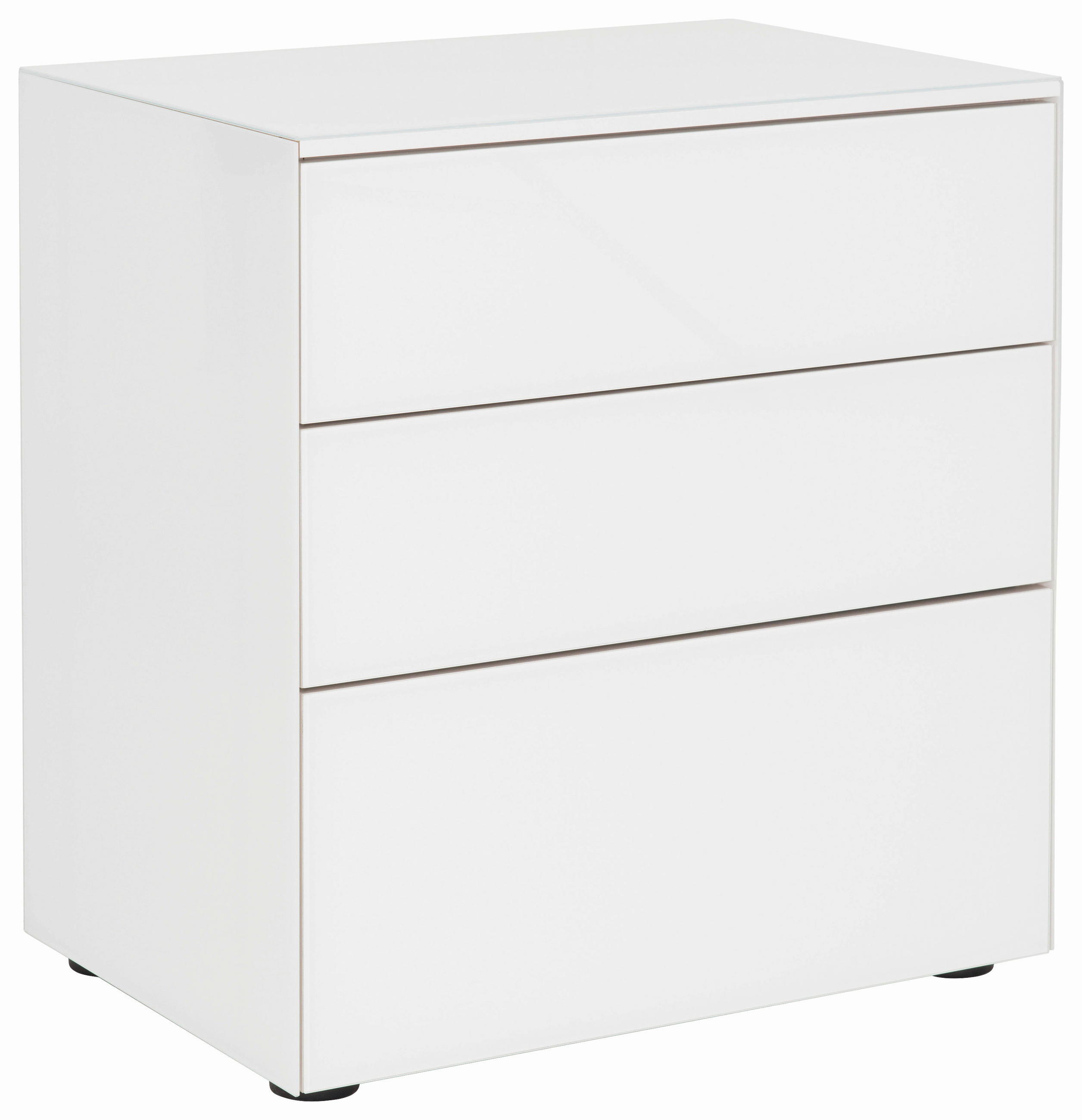 NACHTTISCH 58/62.5/40.3 cm  in Weiss  - Weiss/Schwarz, Konventionell, Glas/Holzwerkstoff (58/62.5/40.3cm)