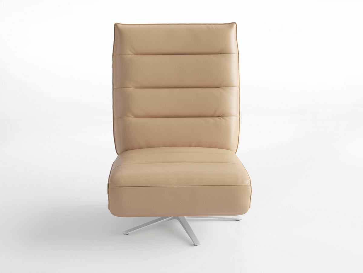 RELAXSESSEL EVE E Echtleder Kopfteilverstellung, Rücken echt    - Silberfarben/Cappuccino, Basics, Leder/Metall (80/109/98cm) - Sit & More