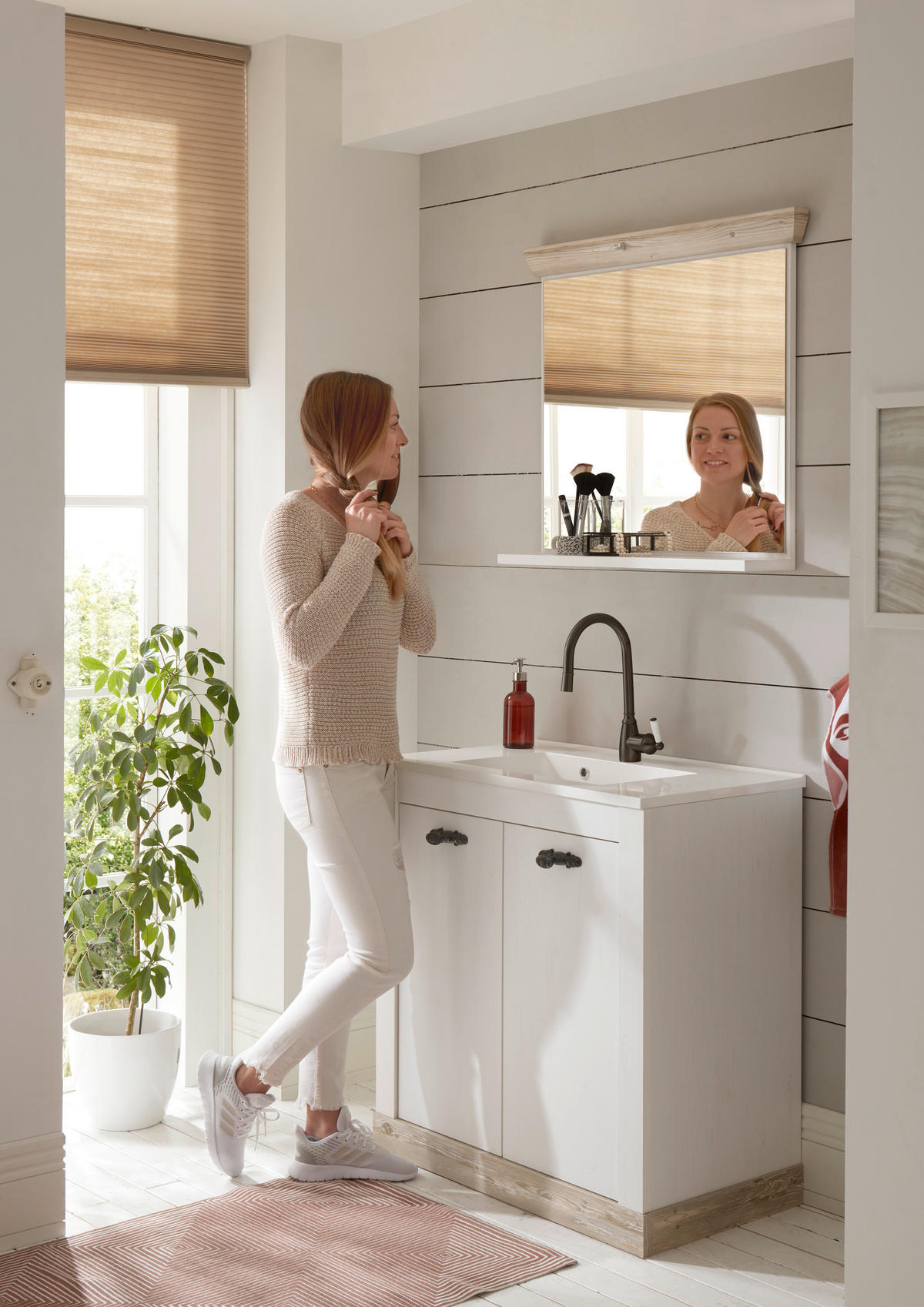 BADEZIMMER 2-teilig  in  - Schwarz/Weiß, Design, Naturmaterialien/Holzwerkstoff (81/200/46cm) - MID.YOU