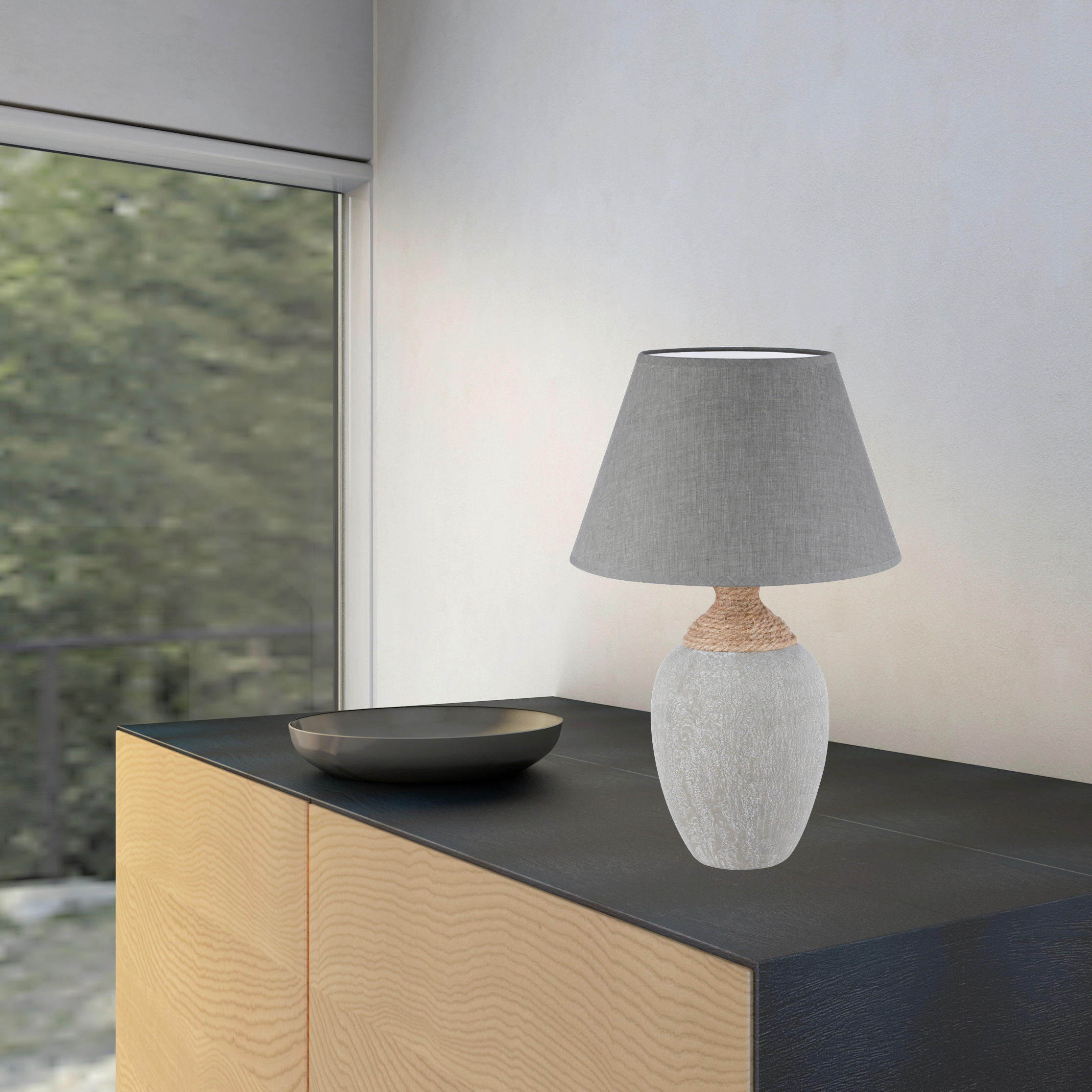 NAMIZNA SVETILKA Logi 33/33/51 cm - siva, Basics, tekstil/keramika (33/33/51cm)