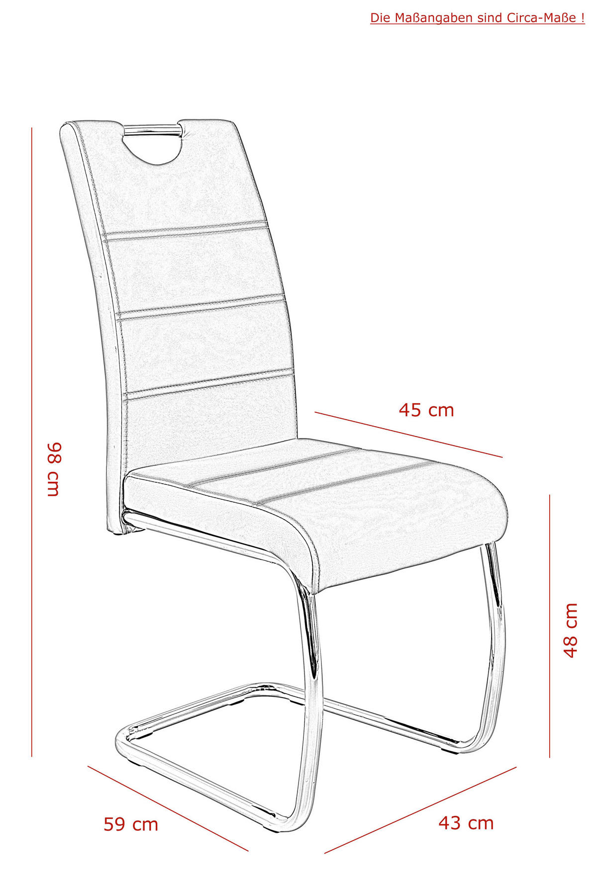 SCHWINGSTUHL  in Lederlook  - Chromfarben/Weiß, Design, Textil/Metall (43/98/59cm) - Carryhome