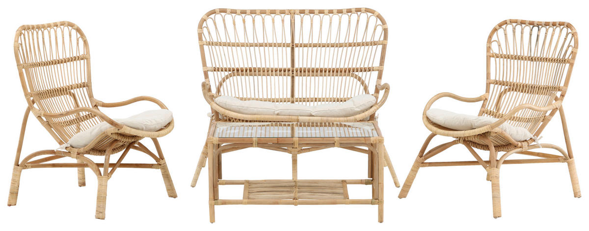 LOUNGEGARNITUR Rattan  - Braun, KONVENTIONELL, Holz - Gardenson