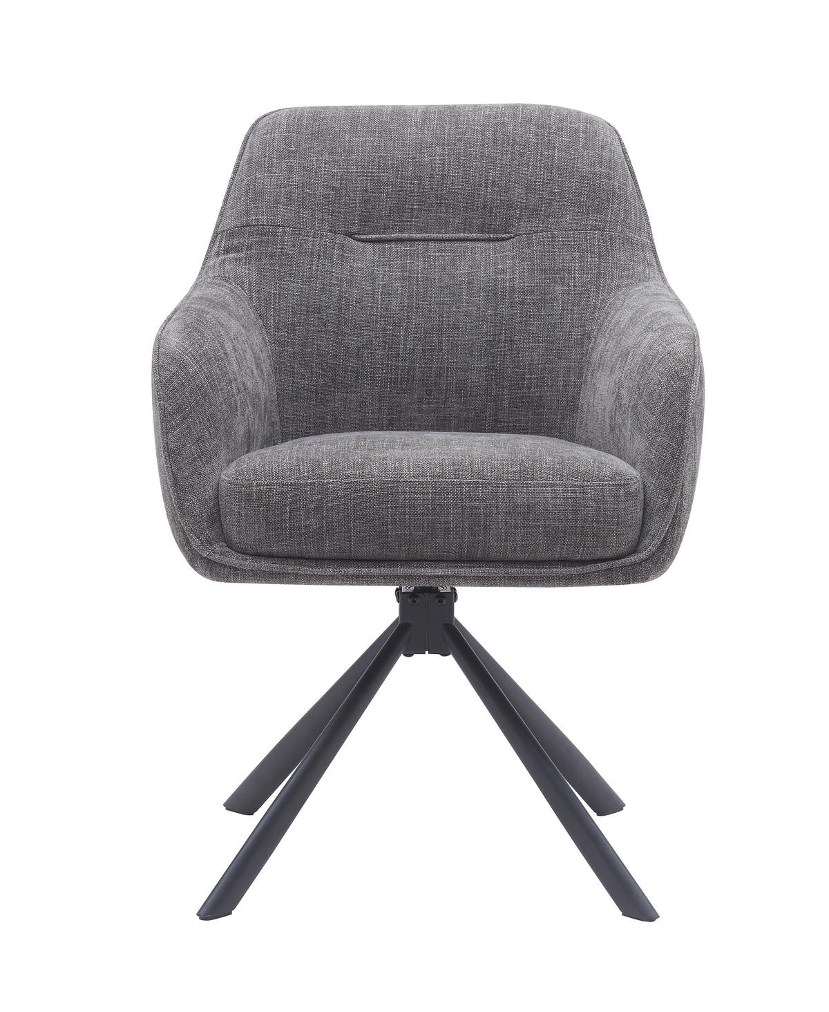 ARMLEHNSTUHL-SET 2 Stück Sitzfläche 360° drehbar, automatische Rückholfunktion, gepolsterte Armlehnen Chenille  - Graphitfarben/Schwarz, MODERN, Textil/Metall (59/87/65cm) - Livetastic