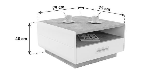 Couchtisch Holz mit Stauraum Avensis, Betonoptik Hell - Weiß/Grau, MODERN, Holzwerkstoff (75/40/75cm) - Luca Bessoni