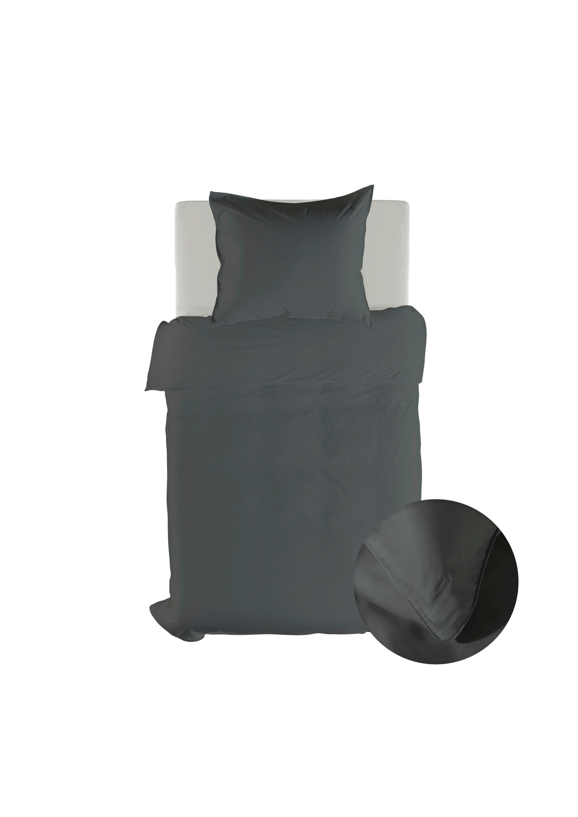 BETTWÄSCHE 2-teilig Suite-New-York Makosatin 135/200 cm  - Dunkelgrau, Basics, Textil (135/200cm)