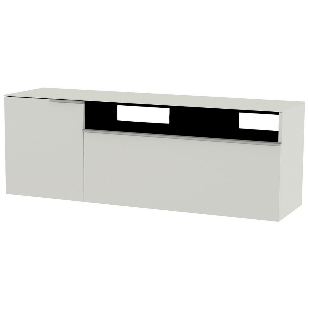 Thumbnail - Moderano Lowboard, Weiß, Alu, Metall, 3 Fächer, 160x65x45 cm, Beimöbel erhältlich, hängend, Abdeckplatte aus Glas, Wohnz...