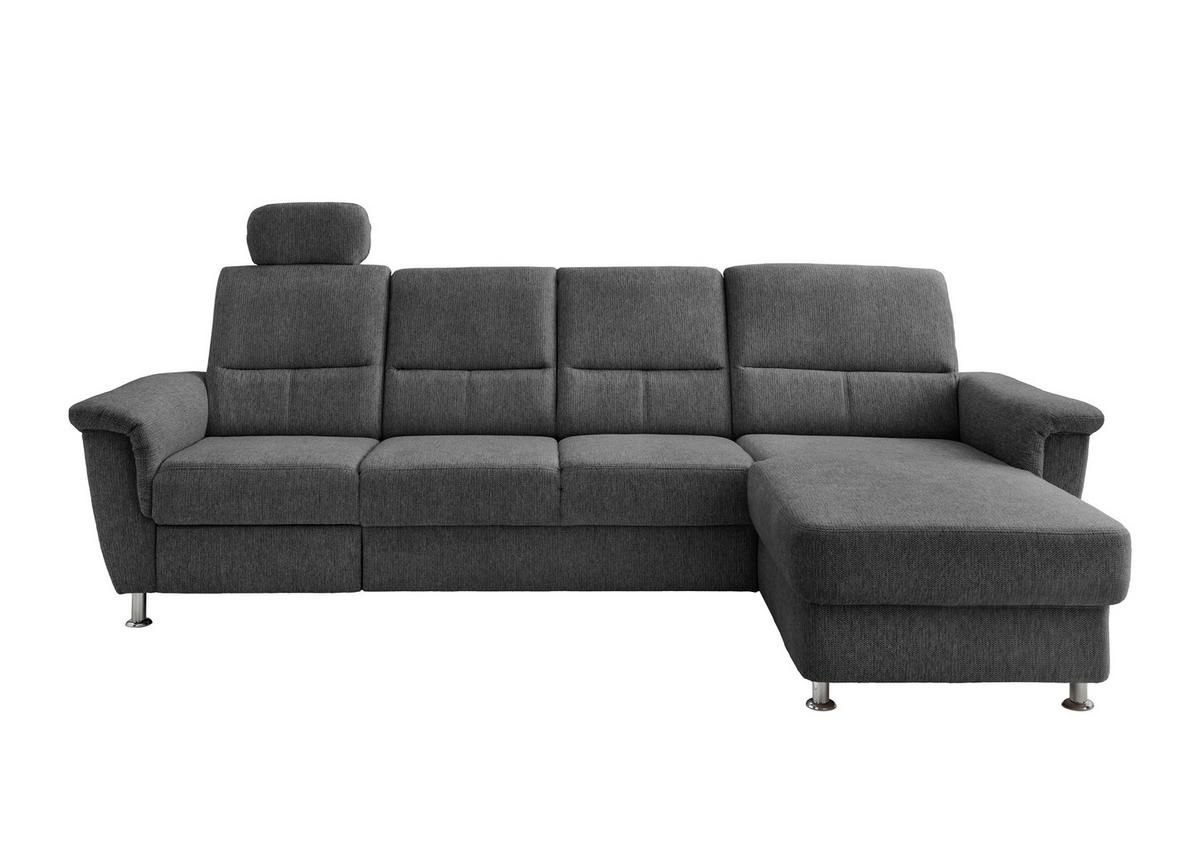 ECKSOFA in Chenille Anthrazit  - Chromfarben/Anthrazit, Konventionell, Textil/Metall (292/165cm) - Livetastic