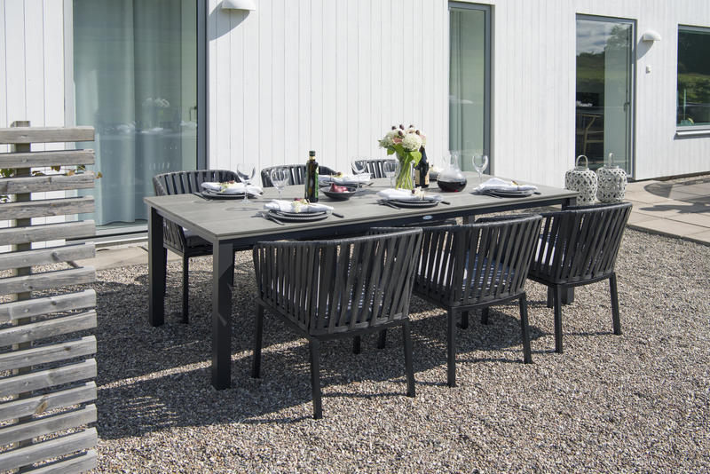TRÄDGÅRDSSTOL i trä, metall, textil grå, svart  - svart/grå, Basics, metall/trä (58/80/64cm) - Hillerstorp