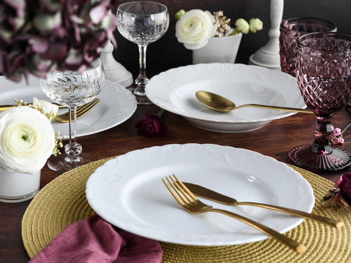 TAFELSERVICE Weiß Rokoko weiss 12-teilig  - Weiß, Basics, Keramik - Creatable