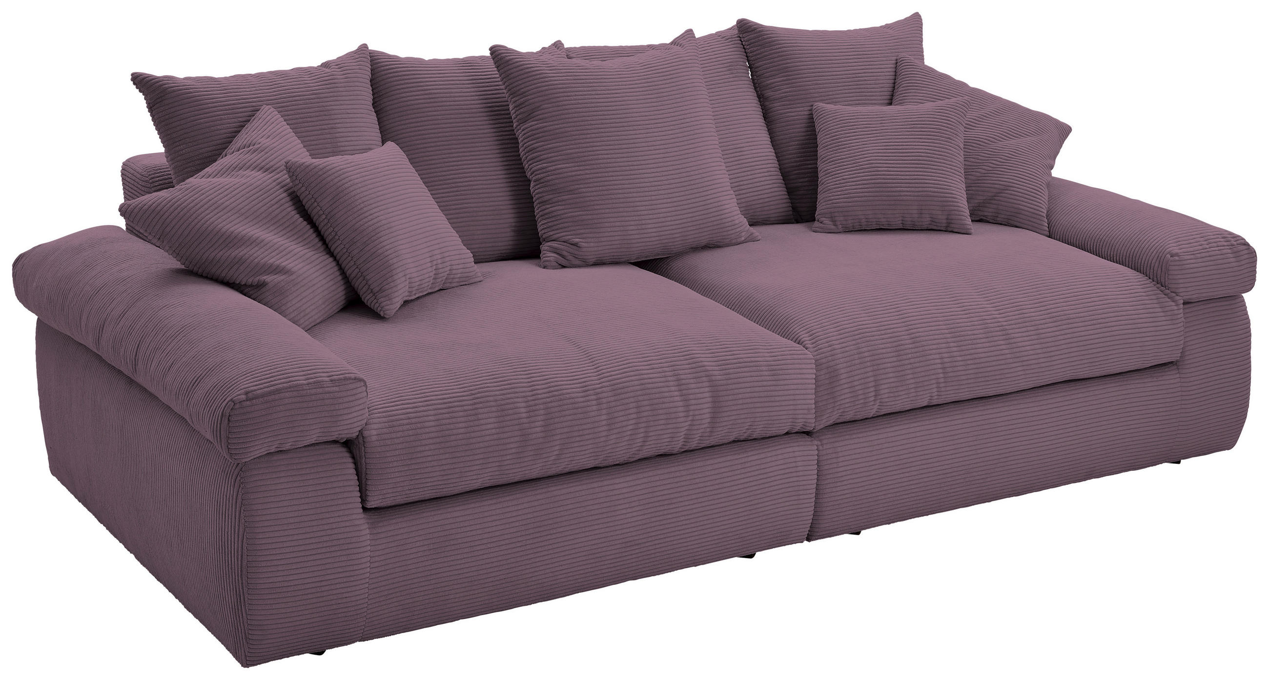 BIGSOFA Cord Lila  - Lila/Schwarz, Design, Kunststoff/Textil (260/90/140cm) - Ambia Home