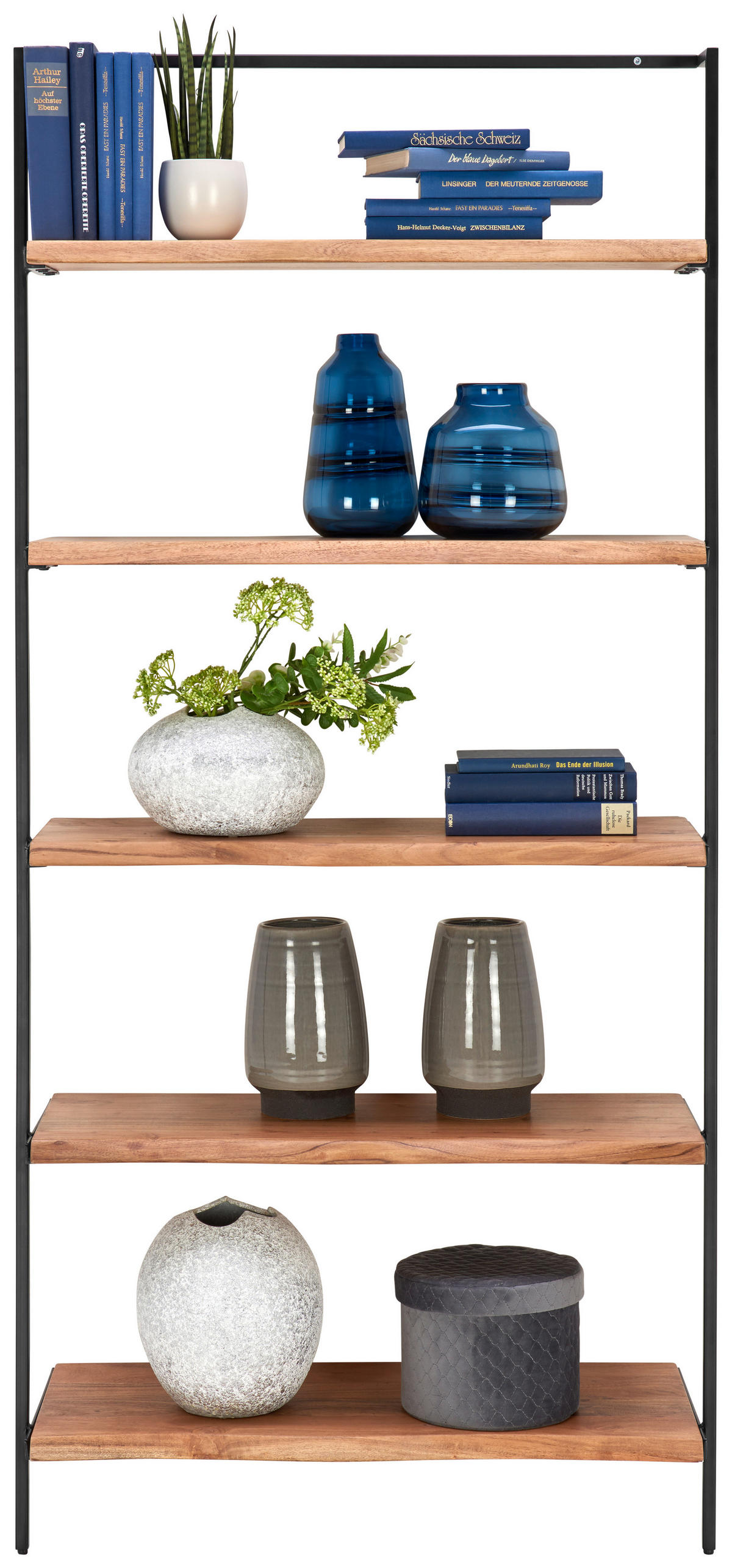 REGÁL, černá, barvy akácie, železo, akácie, 80/170/35 cm - černá/barvy akácie, Trend, kov/dřevo (80/170/35cm) - Ambia Home