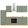 KÜCHENLEERBLOCK 300 cm   in Grün, Eichefarben  - Eichefarben/Schwarz, MODERN, Holzwerkstoff/Metall (300cm) - Nobilia