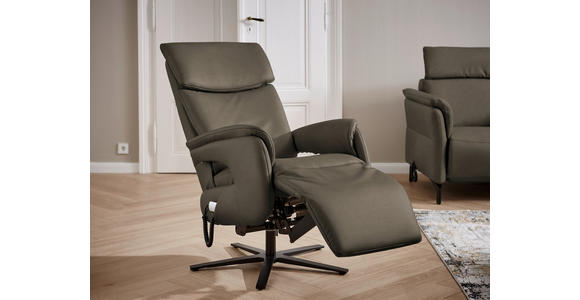RELAXSESSEL in Leder Graubraun  - Graubraun/Schwarz, Design, Leder/Metall (70/117/85cm) - Dieter Knoll