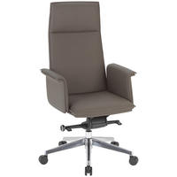 CHEFSESSEL Alufarben, Dunkelgrau  - Dunkelgrau/Silberfarben, KONVENTIONELL, Leder/Kunststoff (65/122/64cm) - Venda