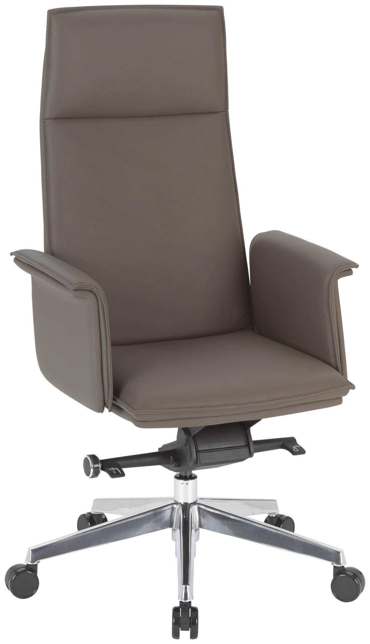 CHEFSESSEL Alufarben, Dunkelgrau  - Dunkelgrau/Silberfarben, KONVENTIONELL, Leder/Kunststoff (65/122/64cm) - Venda