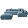 ECKSOFA inkl. Hocker in Flachgewebe, Teddystoff Blau  - Blau, Trend, Textil (300/215cm) - Livetastic