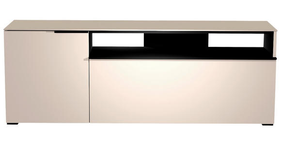 LOWBOARD Schwarz, Sandfarben  - Sandfarben/Schwarz, Design, Glas/Holzwerkstoff (160/58/45cm) - Moderano