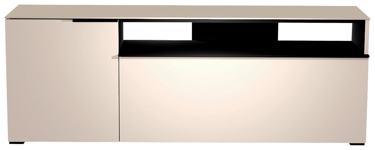LOWBOARD Schwarz, Sandfarben  160/58/45 cm  - Sandfarben/Schwarz, Design, Glas/Holzwerkstoff (160/58/45cm) - Moderano
