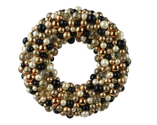 KRANZ - Goldfarben/Schwarz, LIFESTYLE, Kunststoff (33,00/33,00/6,50cm) - X-Mas