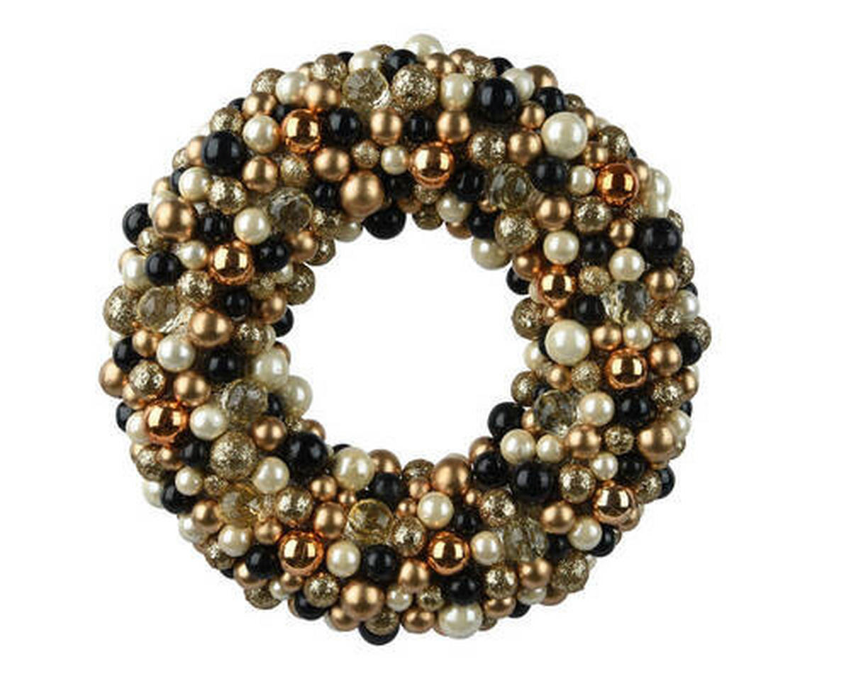 KRANZ - Goldfarben/Schwarz, LIFESTYLE, Kunststoff (33,00/33,00/6,50cm) - X-Mas
