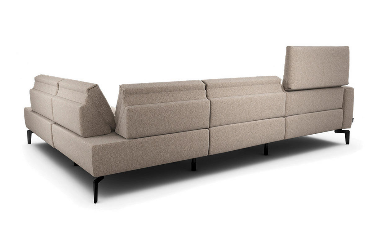 ECKSOFA in Chenille Sandfarben  296/213 cm  - Sandfarben/Schwarz, Design, Textil/Metall (296/213cm) - SENSOO