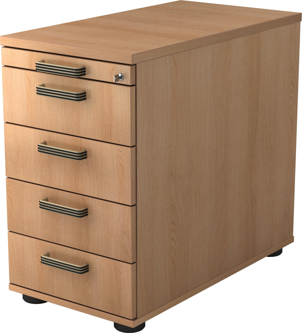 ANSTELLCONTAINER Eichefarben  - Eichefarben/Silberfarben, KONVENTIONELL, Holzwerkstoff/Kunststoff (42,8/72-76/80cm) - Venda