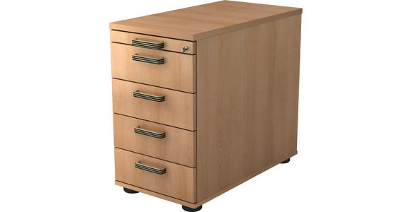 ANSTELLCONTAINER 42,8/72-76/80 cm  - Eichefarben/Silberfarben, KONVENTIONELL, Holzwerkstoff/Kunststoff (42,8/72-76/80cm) - Venda