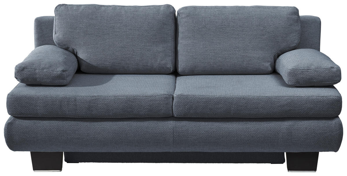 SCHLAFSOFA Macy  mit Fußauswahl, Stoffauswahl, Schlafen auf Sitzhöhe, Rücken echt Blau, Grau  - Wengefarben/Blau, Design, Holz/Textil (203/94/100cm) - Novel