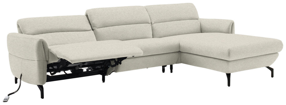 ECKSOFA in Chenille Creme  299/187 cm  - Creme/Schwarz, Design, Textil/Metall (299/187cm) - Schöner Wohnen