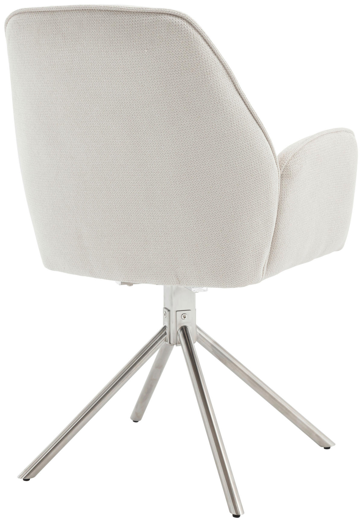 ARMLEHNSTUHL  Sitzfläche 180° drehbar, automatische Rückholfunktion Chenille  - Edelstahlfarben/Creme, MODERN, Textil/Metall (60/89/64cm) - Livetastic