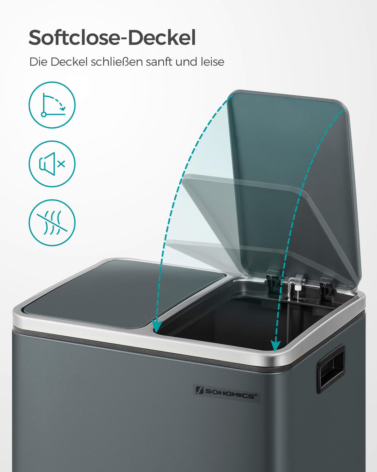 ABFALLSAMMLER 30 L  - Schwarz, Basics, Kunststoff/Metall (41/47/31,5cm)