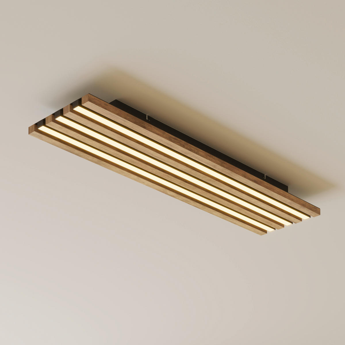 LED-DECKENLEUCHTE 80/20/5 cm   - Dunkelbraun/Schwarz, Natur, Holzwerkstoff/Kunststoff (80/20/5cm)