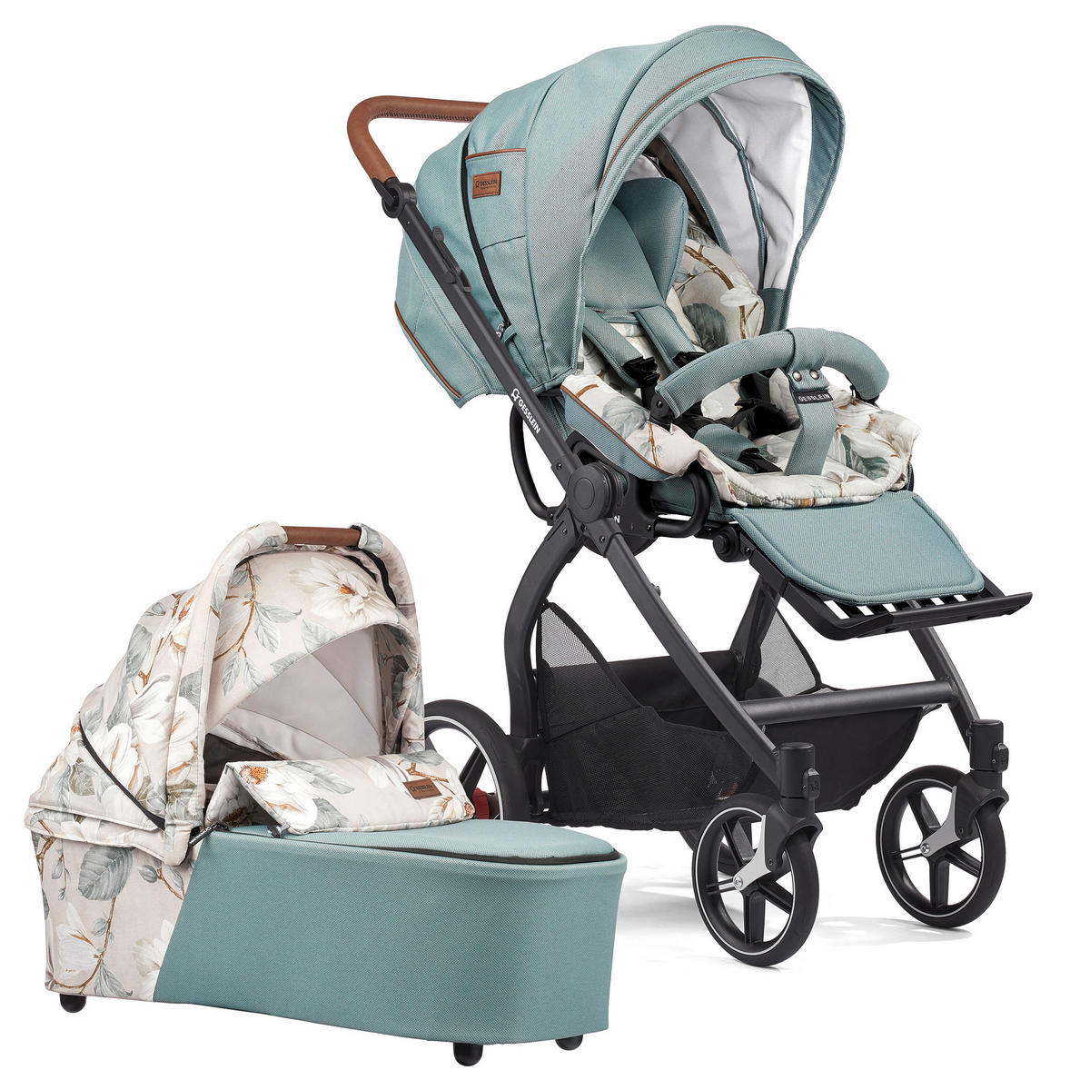 KINDERWAGENSET FX4 Classic  - Creme/Schwarz, Basics, Textil/Metall (57/129/100cm) - Gesslein