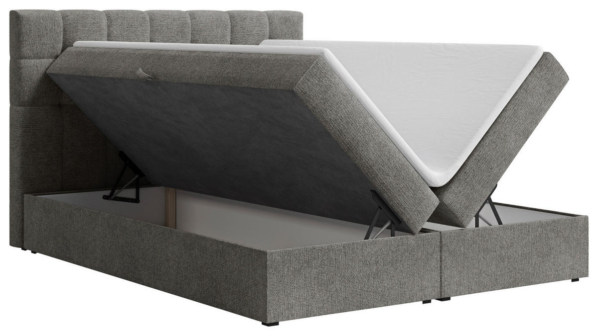 BOXBETT 140/200 cm,  in Anthrazit, Bettkasten, Topper,  - Anthrazit/Schwarz, MODERN, Holz/Kunststoff (140/200cm) - MID.YOU