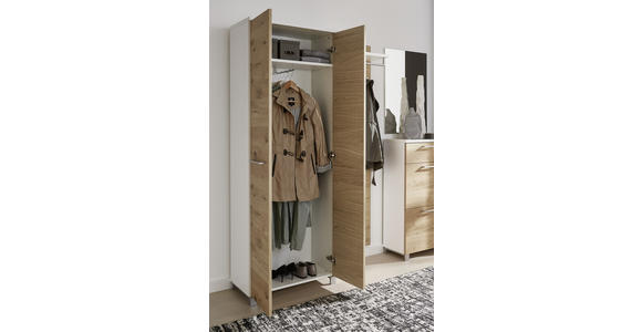 GARDEROBENSCHRANK 71/193/37 cm  - Chromfarben/Eichefarben, Design, Holz/Holzwerkstoff (71/193/37cm) - Dieter Knoll