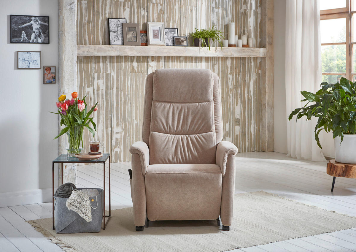 FERNSEHSESSEL in Mikrofaser Beige  - Beige/Schwarz, KONVENTIONELL, Kunststoff/Textil (70/105/88cm) - Valdera