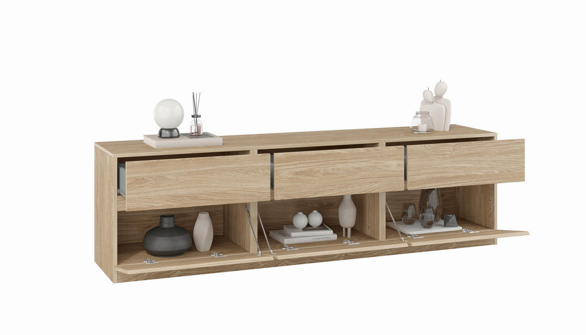 LOWBOARD  in 179,9/52,3/40 cm  - Eichefarben, Design, Holzwerkstoff (179,9/52,3/40cm) - MID.YOU