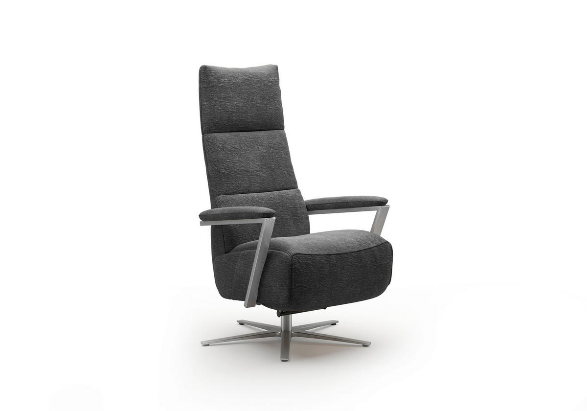 RELAXSESSEL TV VARIO COMFORT E M2 Chenille Kopfteilverstellung, Rücken echt    - Anthrazit/Silberfarben, Basics, Textil/Metall (70/126/85cm) - Sit & More