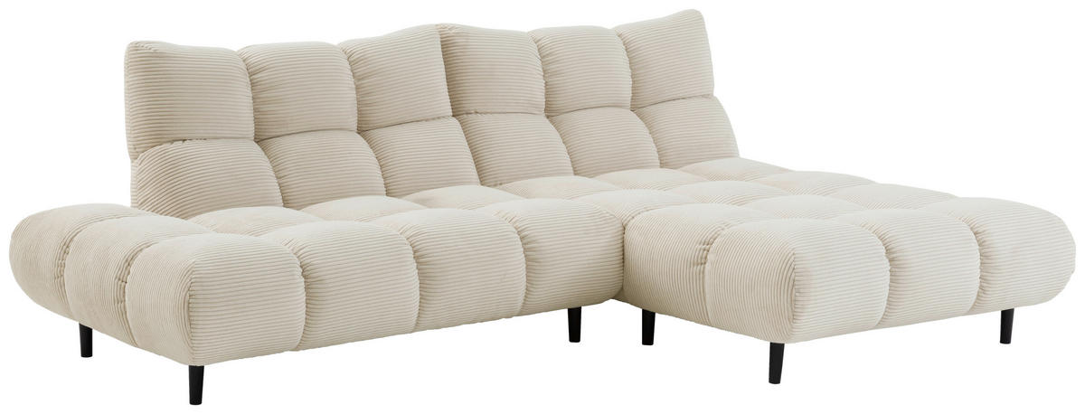 ECKSOFA Naturfarben Cord  - Schwarz/Naturfarben, Design, Holz/Textil (178/255cm) - Pure Home Lifestyle