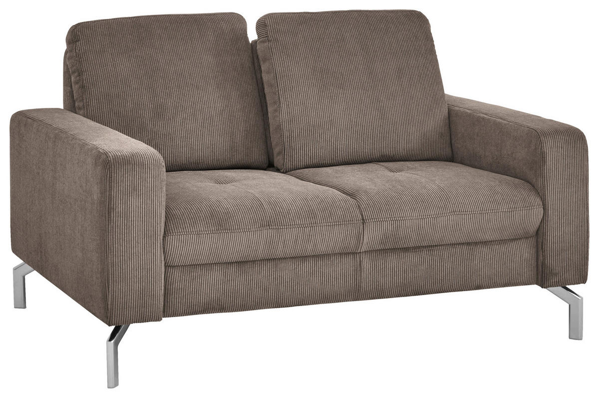 2-SITZER-SOFA  in Feincord Taupe  - Taupe/Chromfarben, Design, Textil/Metall (142/87/105cm) - Beldomo Style