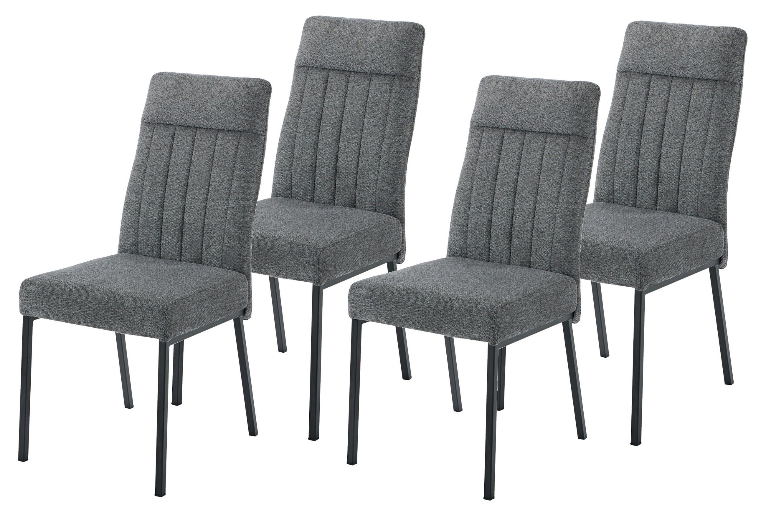 STUHL-SET 4 Stück  in Stahl Chenille  - Anthrazit/Schwarz, MODERN, Textil/Metall (44/95/63,5cm) - MID.YOU