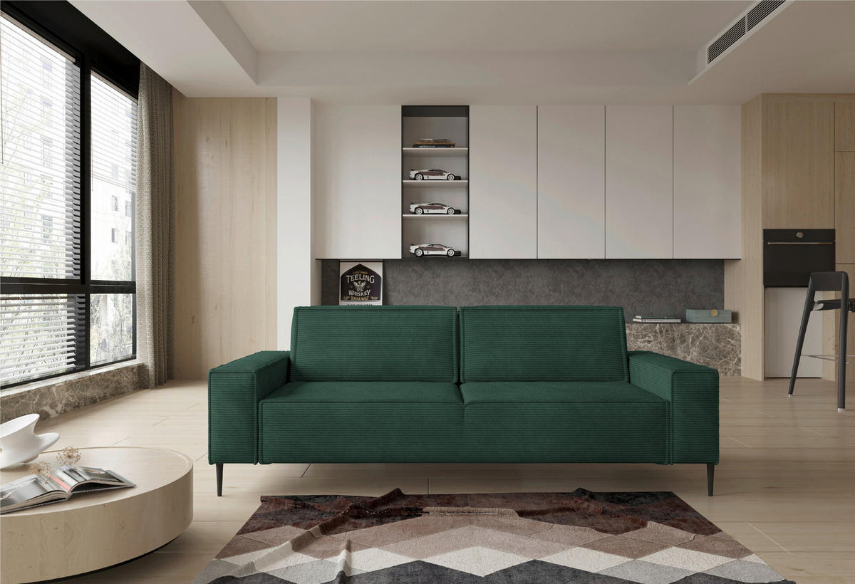 SCHLAFSOFA in Webstoff Grün  - Schwarz/Grün, Design, Textil/Metall (240/89/103cm) - Ti'me
