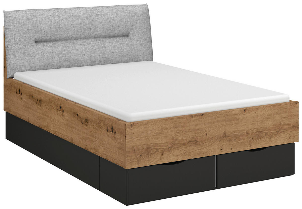 JUGENDZIMMER - Graphitfarben/Eiche Artisan, Trend, Holzwerkstoff/Textil (120/200cm) - Stylife