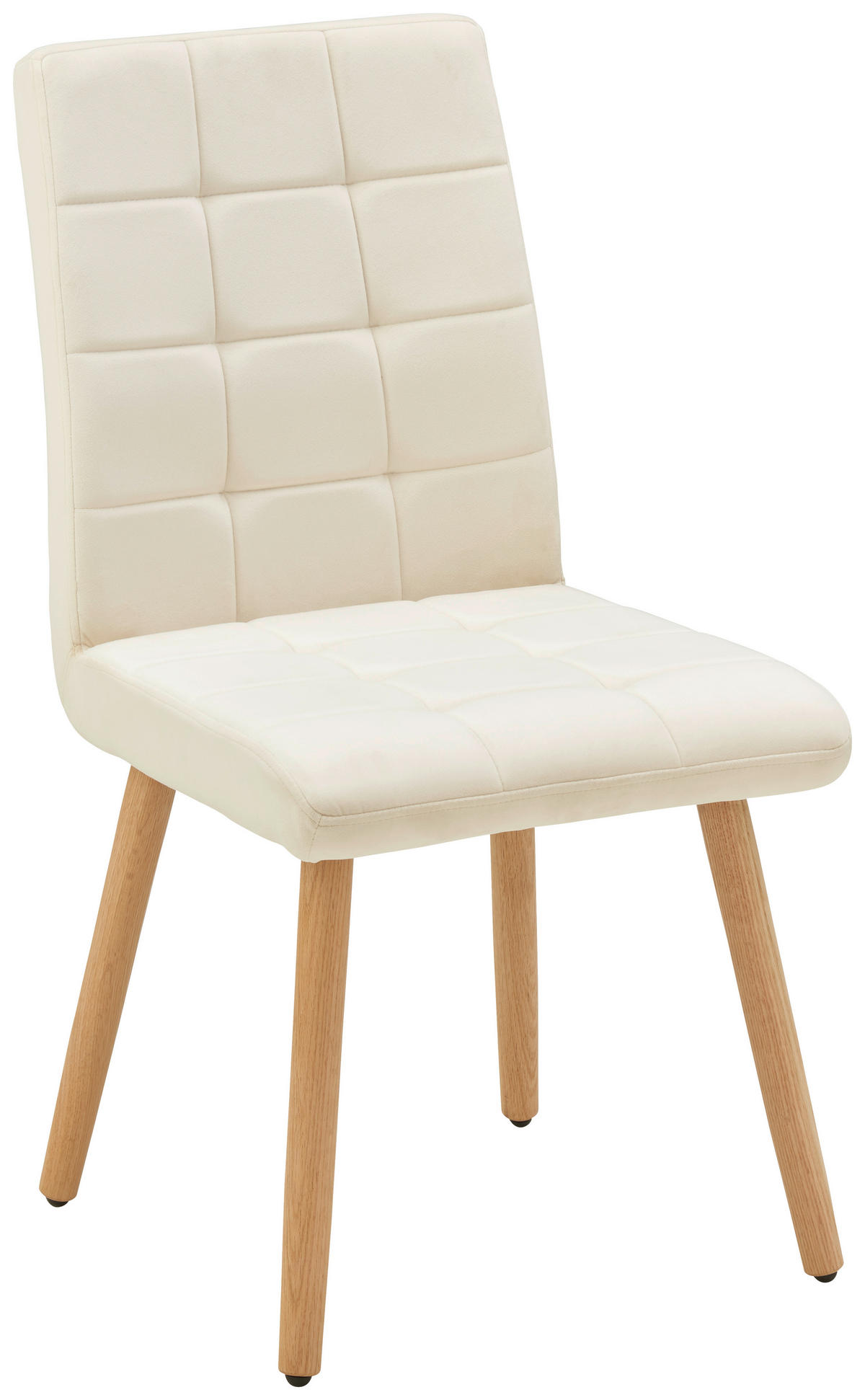 STUHL Samt Beige, Eichefarben Eiche massiv  - Eichefarben/Beige, MODERN, Holz/Textil (47/89/61cm) - MID.YOU