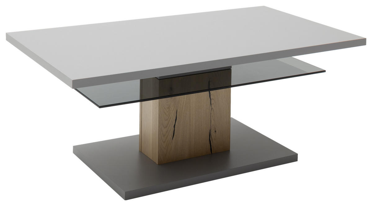 COUCHTISCH in Glas, Holzwerkstoff 115/65/46 cm  - Eichefarben/Grau, Design, Glas/Holzwerkstoff (115/65/46cm) - MID.YOU